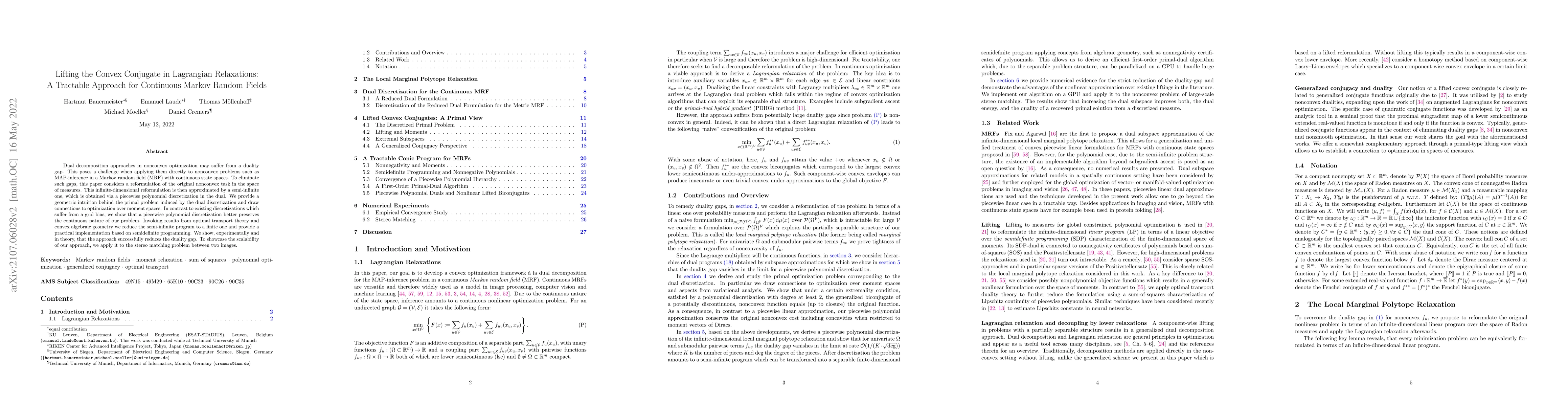Thumbnail for Lifting the Convex Conjugate in Lagrangian Relaxations: A Tractable
  Approach for Continuous Markov Random Fields