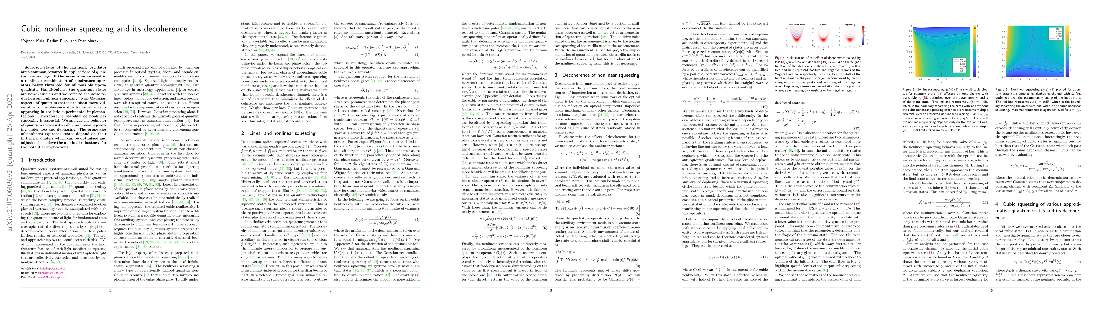 Thumbnail for Cubic nonlinear squeezing and its decoherence