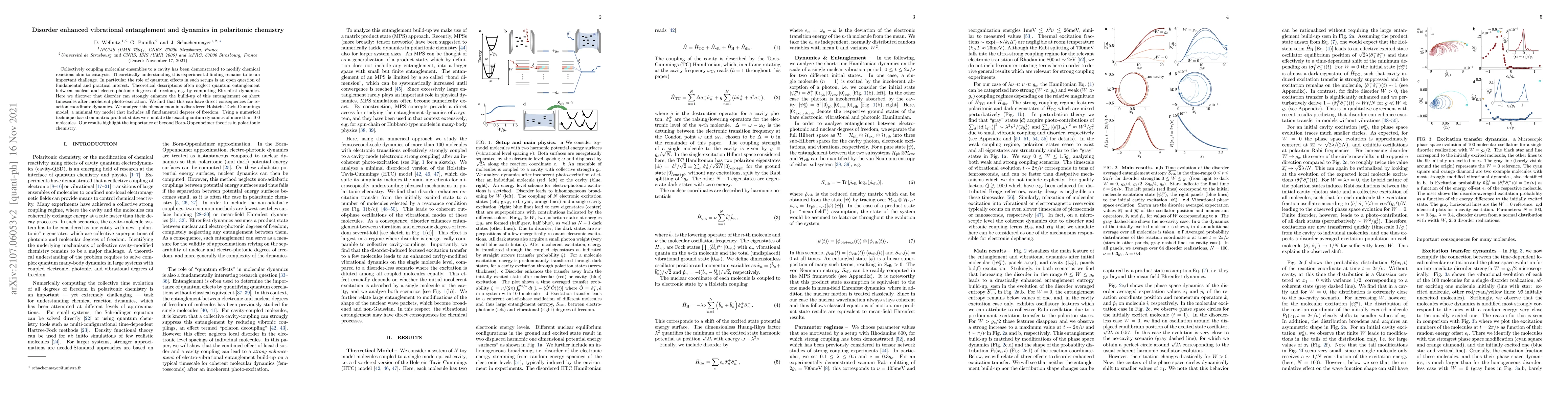 Thumbnail for Disorder enhanced vibrational entanglement and dynamics in polaritonic
  chemistry