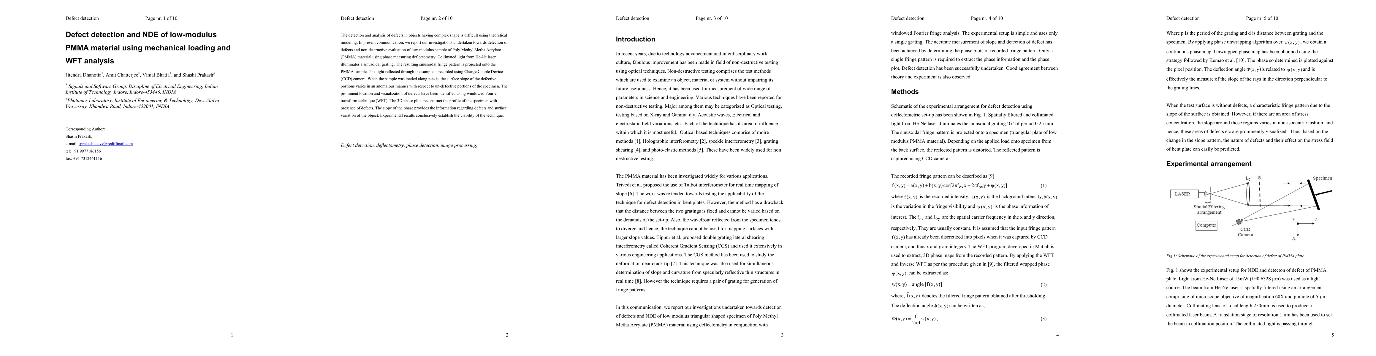 Thumbnail for Defect detection and NDE of low-modulus PMMA material using mechanical
  loading and WFT analysis