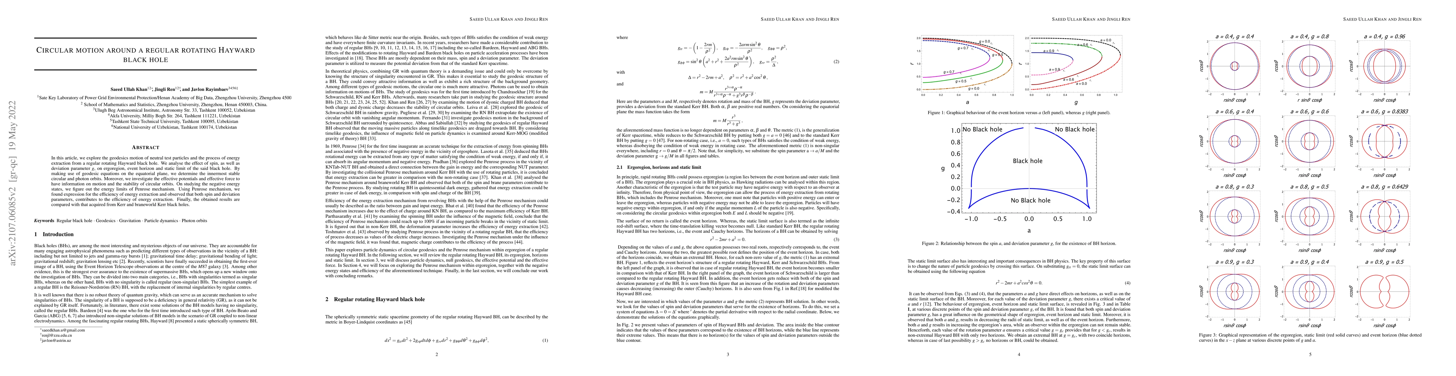 Thumbnail for Circular motion around a regular rotating Hayward black hole