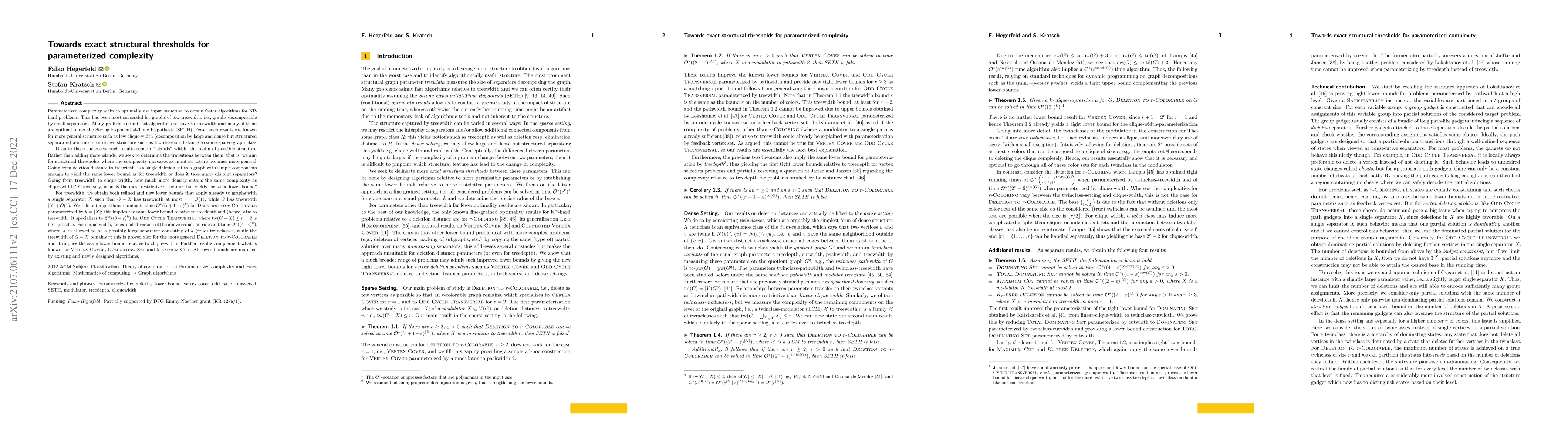 Thumbnail for Towards exact structural thresholds for parameterized complexity