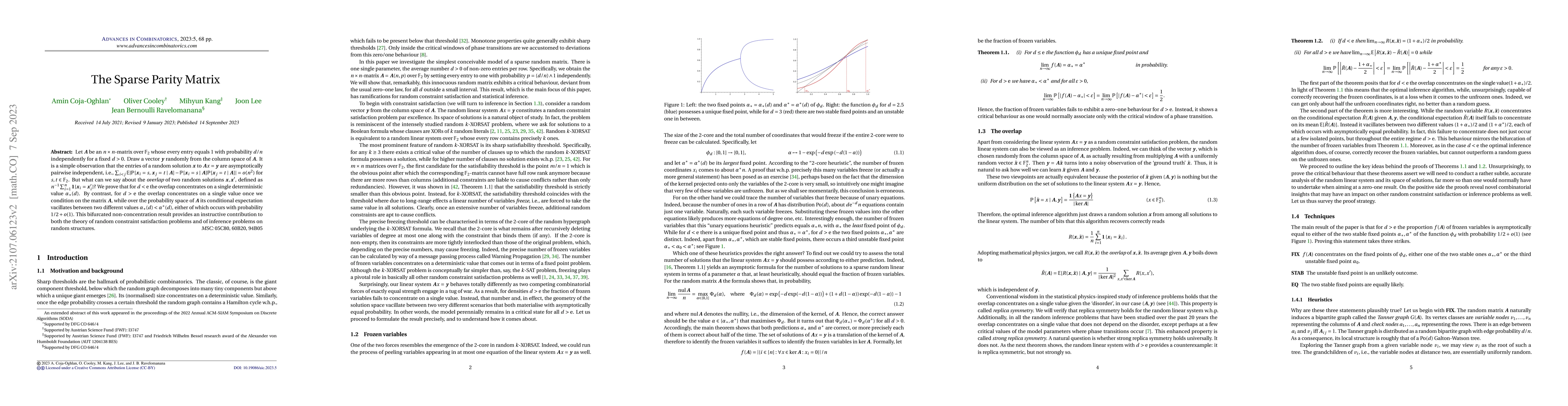 Thumbnail for The sparse parity matrix