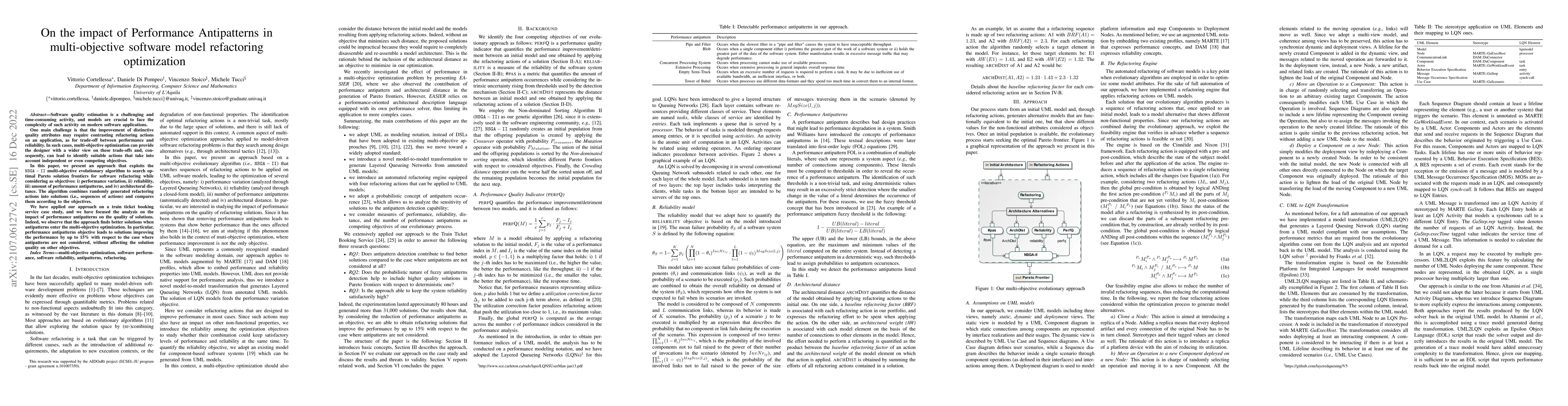 Thumbnail for On the impact of Performance Antipatterns in multi-objective software
  model refactoring optimization