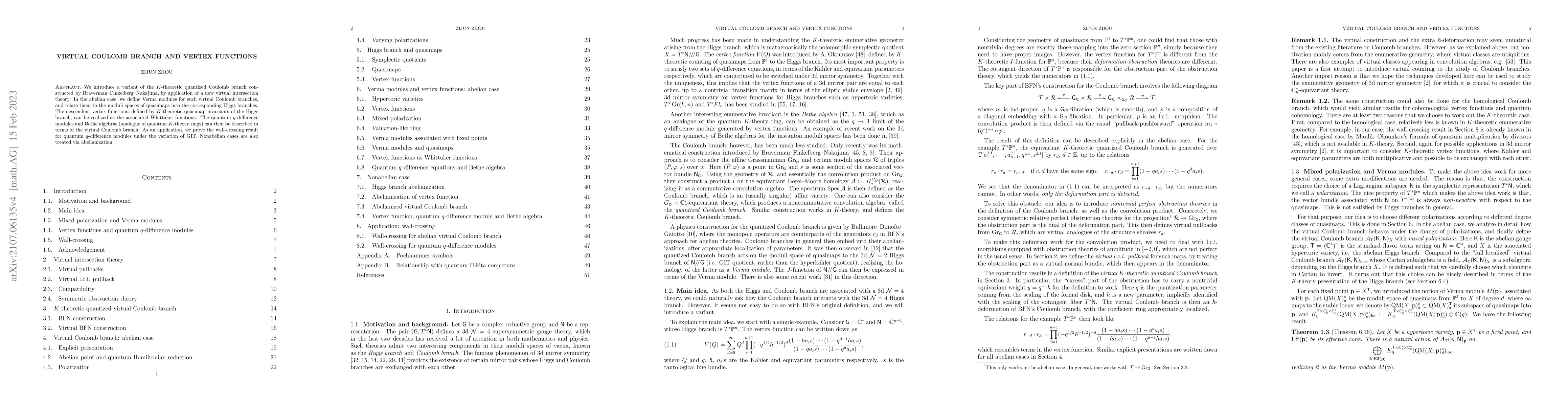 Thumbnail for Virtual Coulomb branch and vertex functions