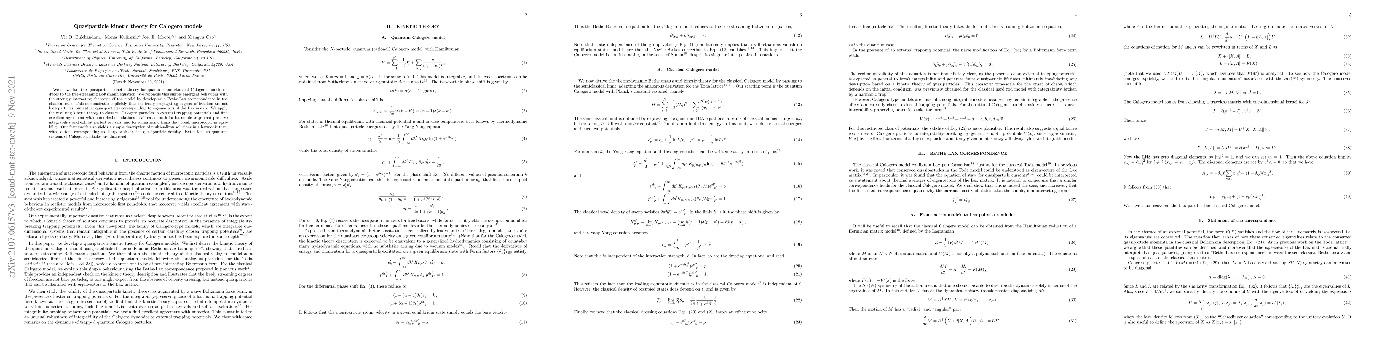 Thumbnail for Quasiparticle kinetic theory for Calogero models