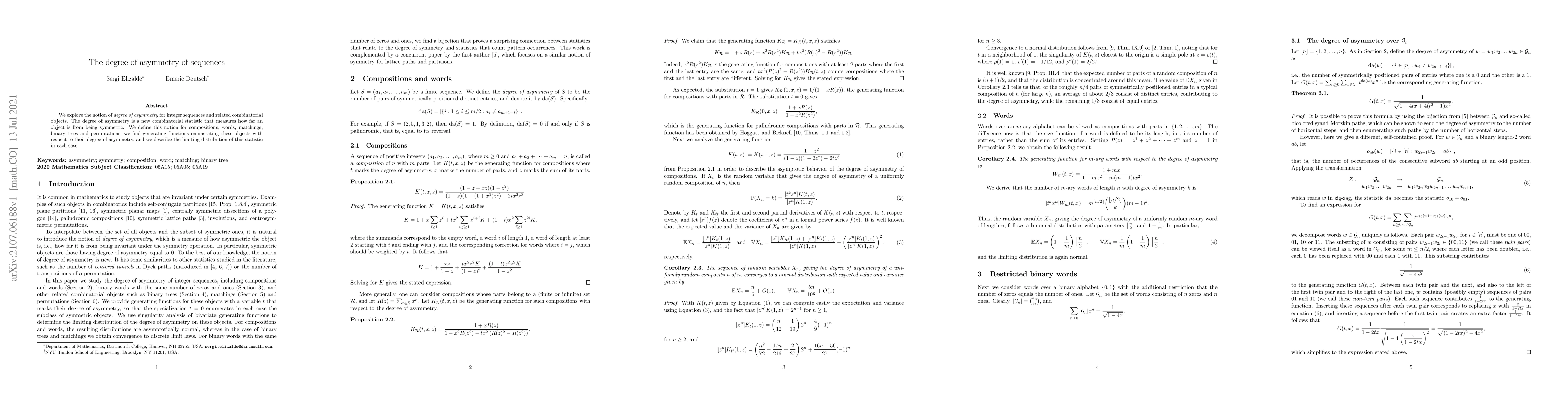 Thumbnail for The degree of asymmetry of sequences