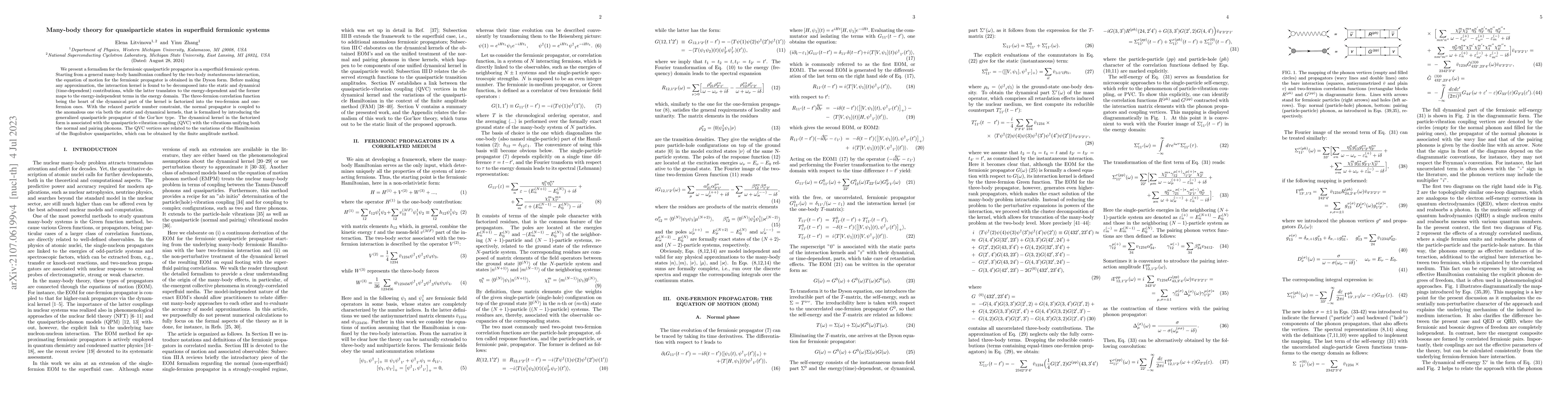 Thumbnail for Many-body theory for quasiparticle states in superfluid fermionic
  systems