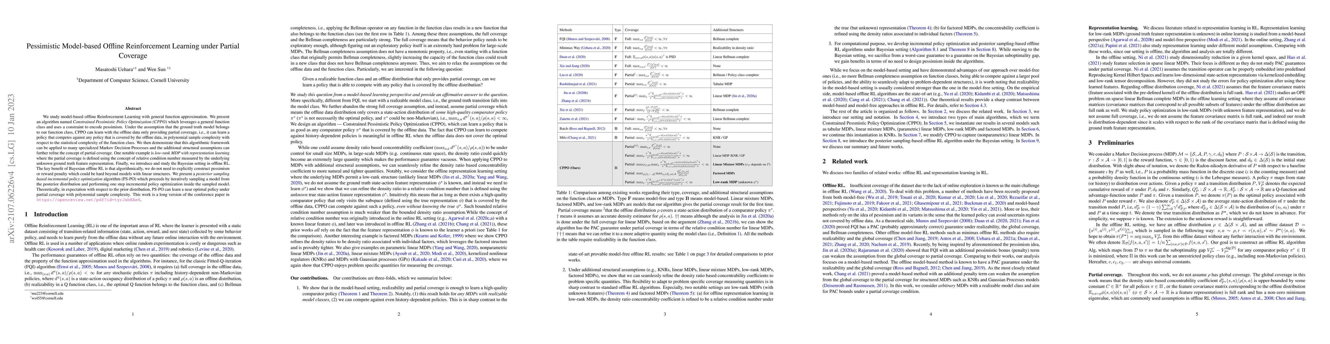 Thumbnail for Pessimistic Model-based Offline Reinforcement Learning under Partial
  Coverage
