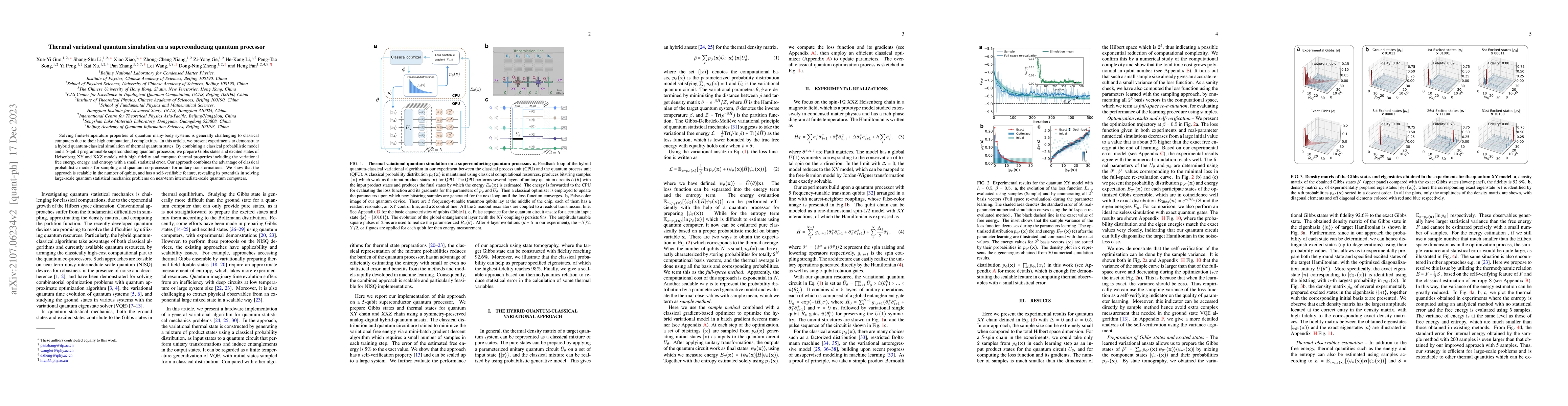 Thumbnail for Thermal variational quantum simulation on a superconducting quantum
  processor