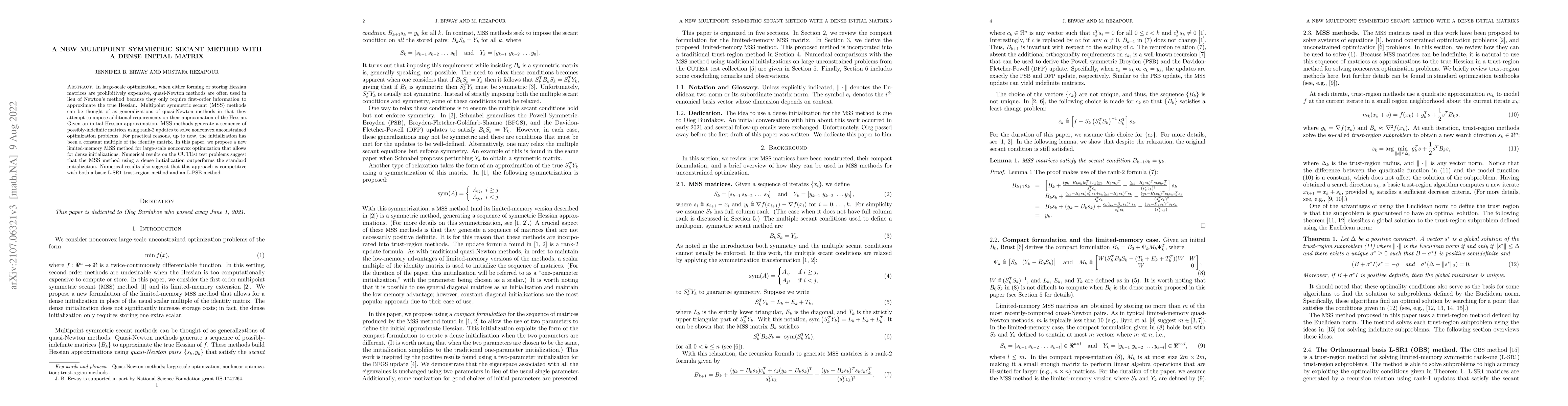 Thumbnail for A New Multipoint Symmetric Secant Method with a Dense Initial Matrix