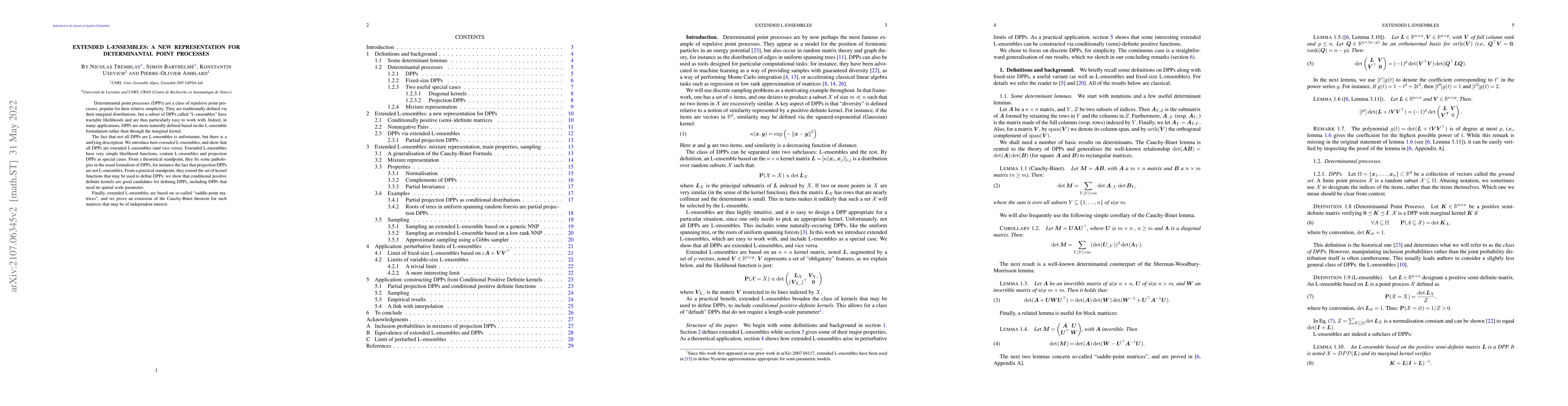 Thumbnail for Extended L-ensembles: a new representation for Determinantal Point
  Processes