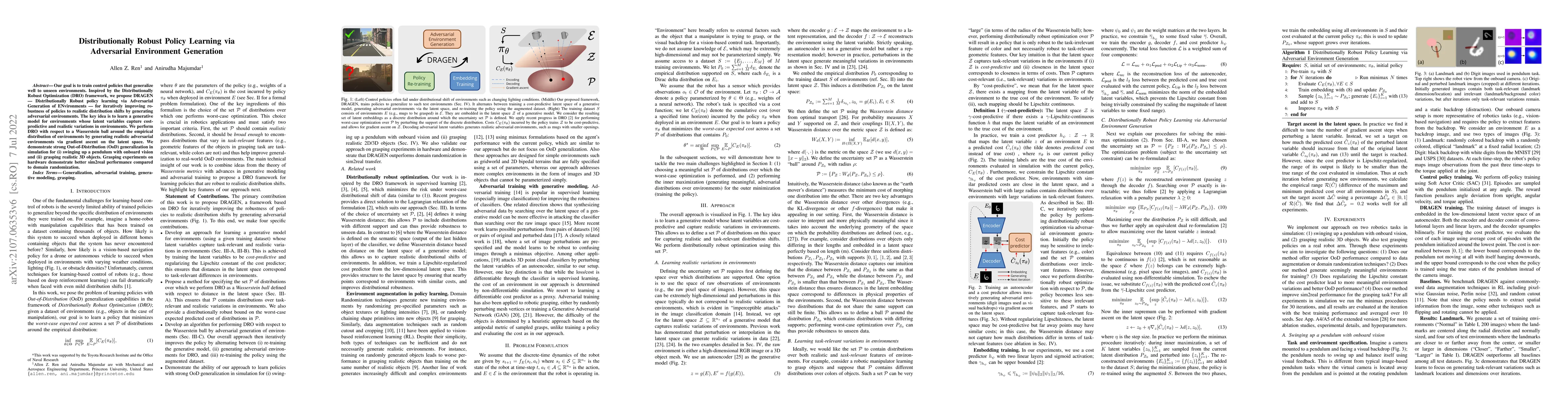 Thumbnail for Distributionally Robust Policy Learning via Adversarial Environment
  Generation