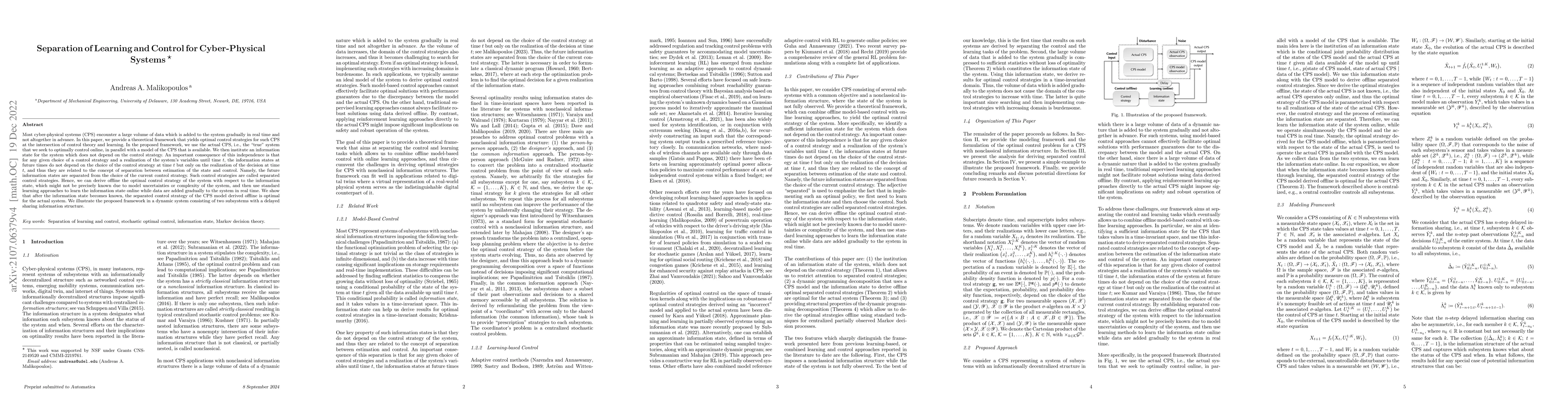 Thumbnail for Separation of Learning and Control for Cyber-Physical Systems