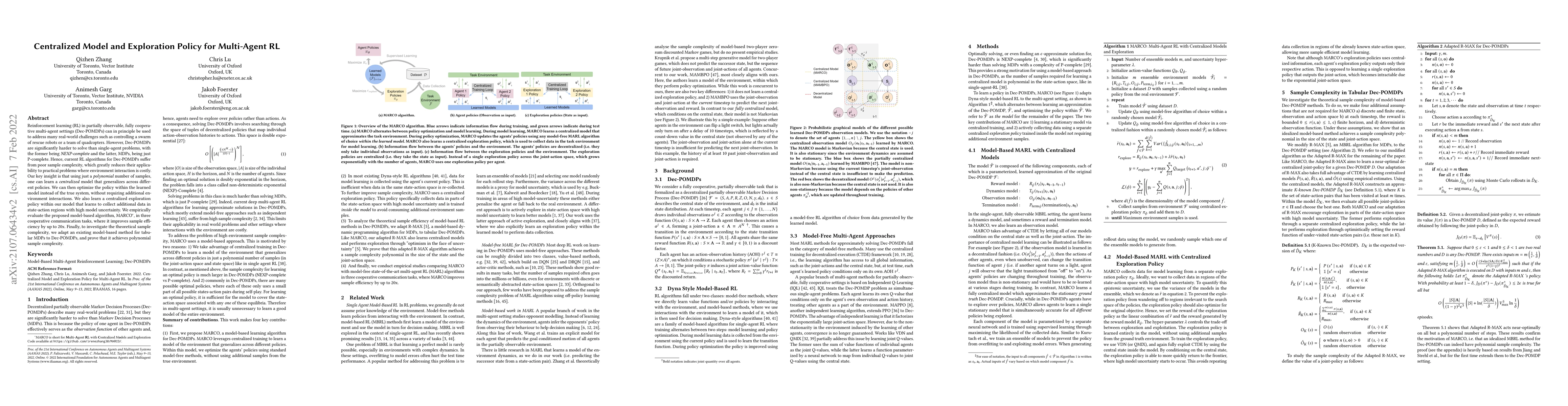 Thumbnail for Centralized Model and Exploration Policy for Multi-Agent RL