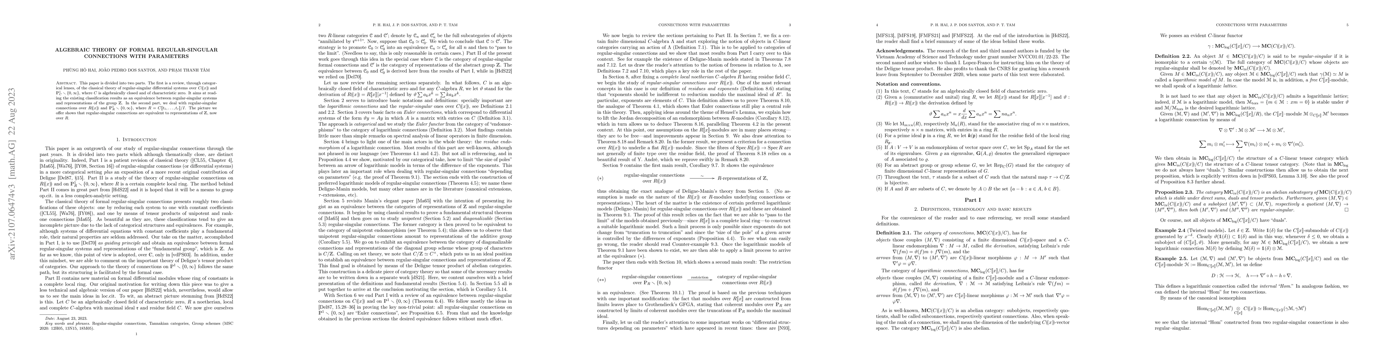 Thumbnail for Algebraic theory of formal regular-singular connections with parameters