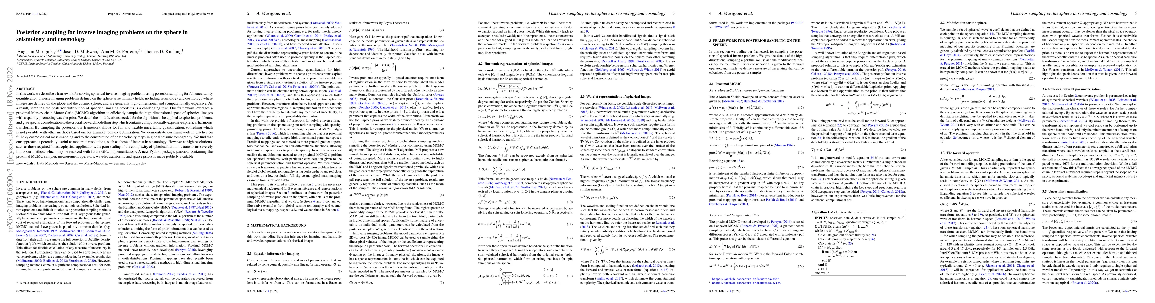 Thumbnail for Posterior sampling for inverse imaging problems on the sphere in
  seismology and cosmology