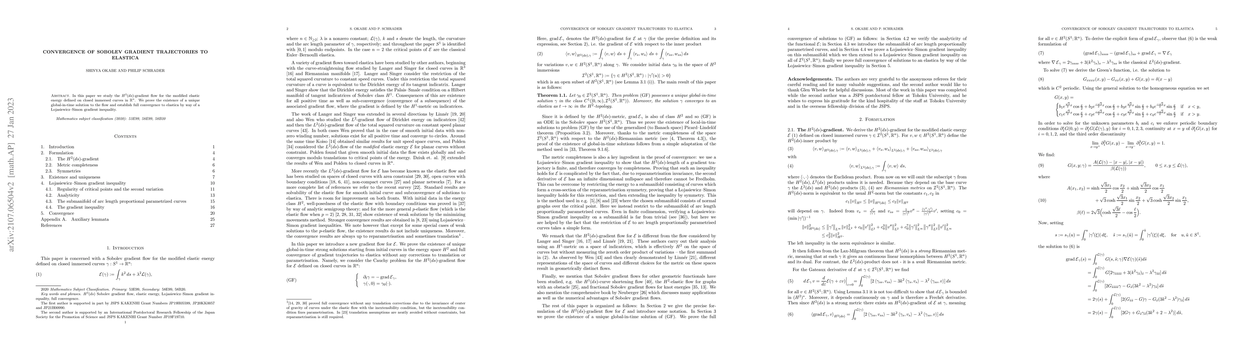 Thumbnail for Convergence of Sobolev gradient trajectories to elastica
