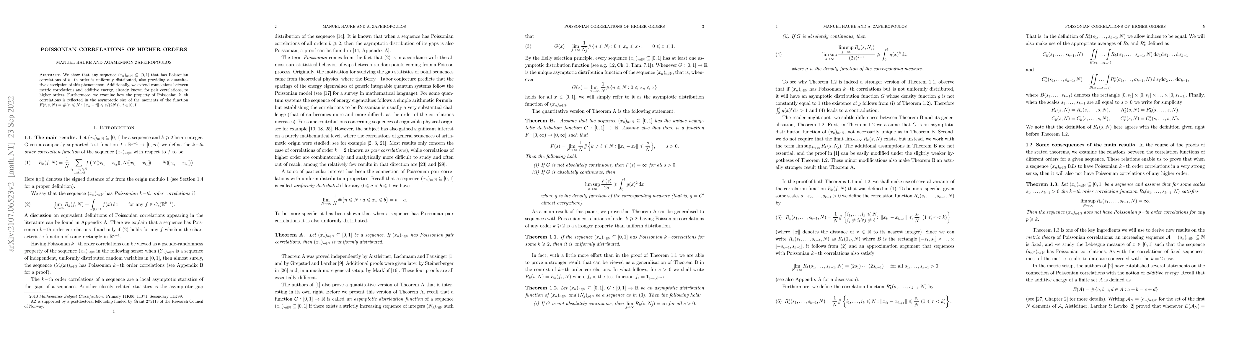 Thumbnail for Poissonian correlations of higher orders