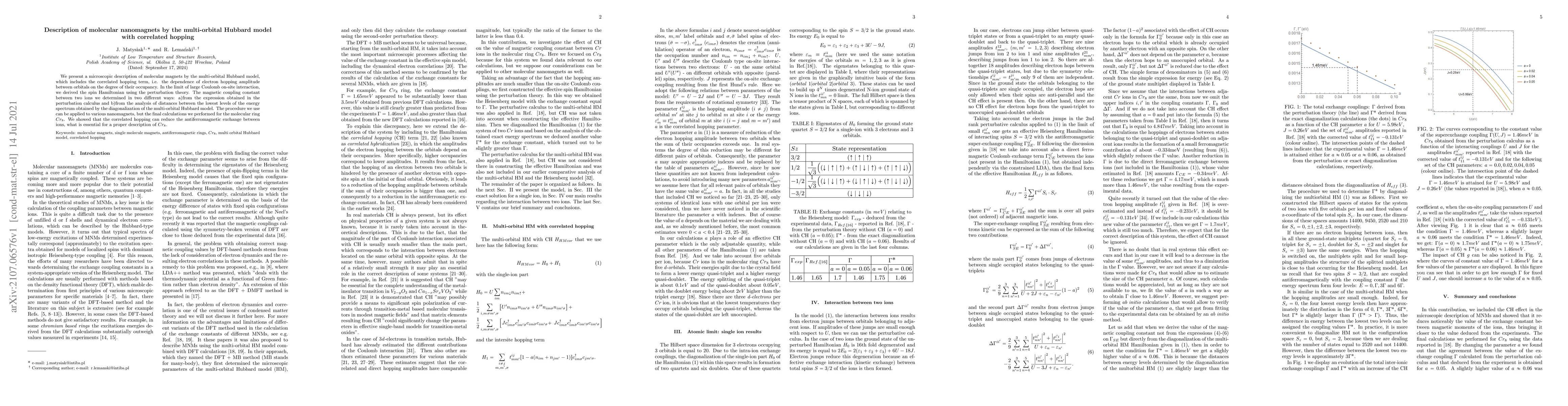 Thumbnail for Description of molecular nanomagnets by the multi-orbital Hubbard model
  with correlated hopping