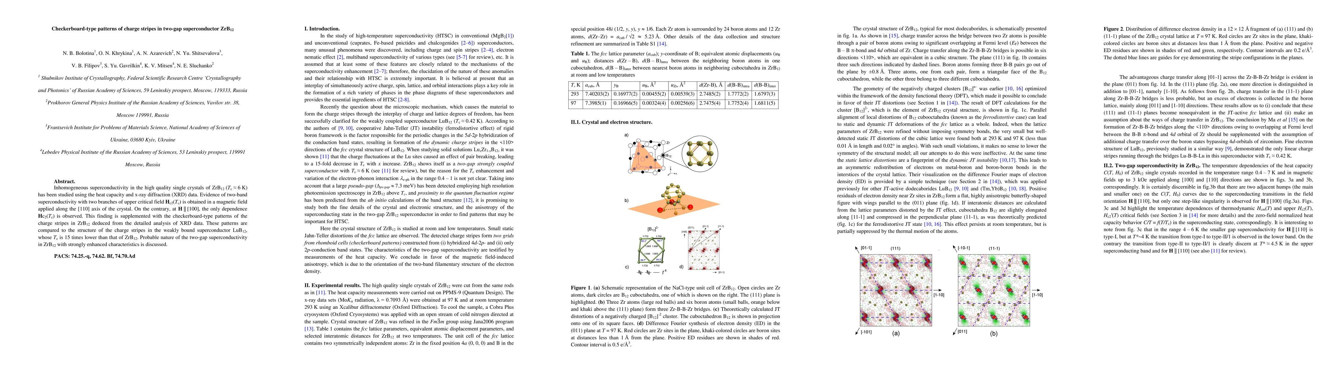 Thumbnail for Checkerboard-type patterns of charge stripes in two-gap superconductor
  ZrB12
