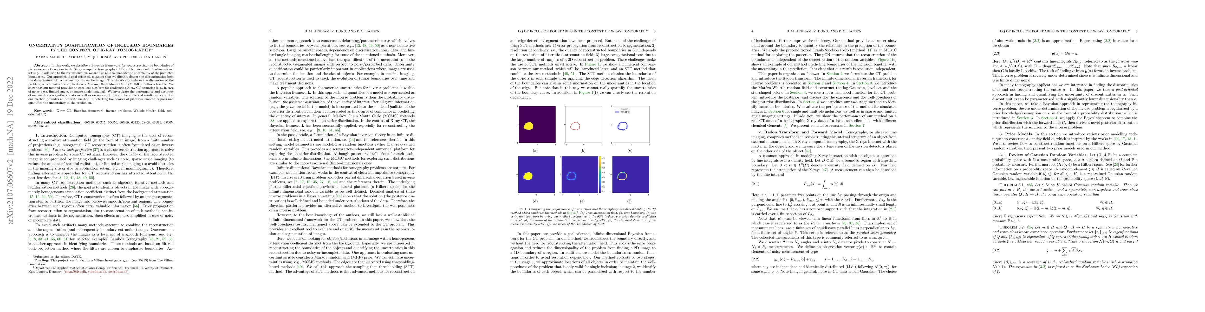 Thumbnail for Uncertainty Quantification of Inclusion Boundaries in the Context of
  X-ray Tomography