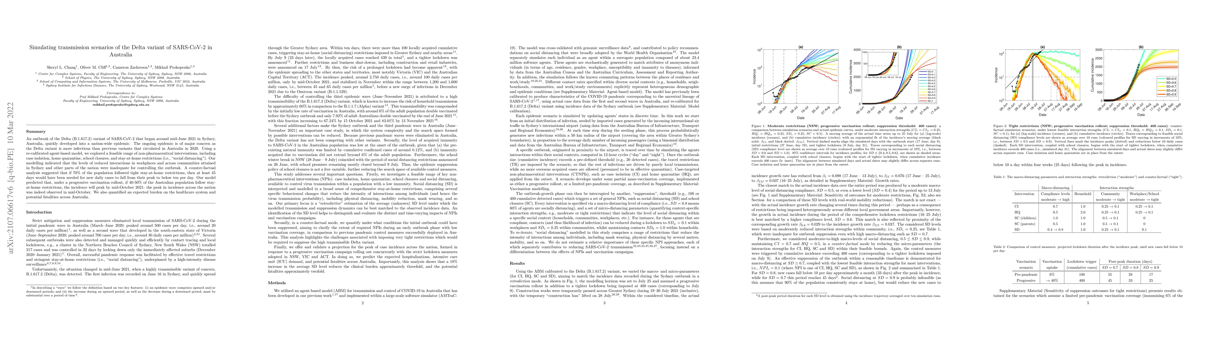Thumbnail for Simulating transmission scenarios of the Delta variant of SARS-CoV-2 in
  Australia