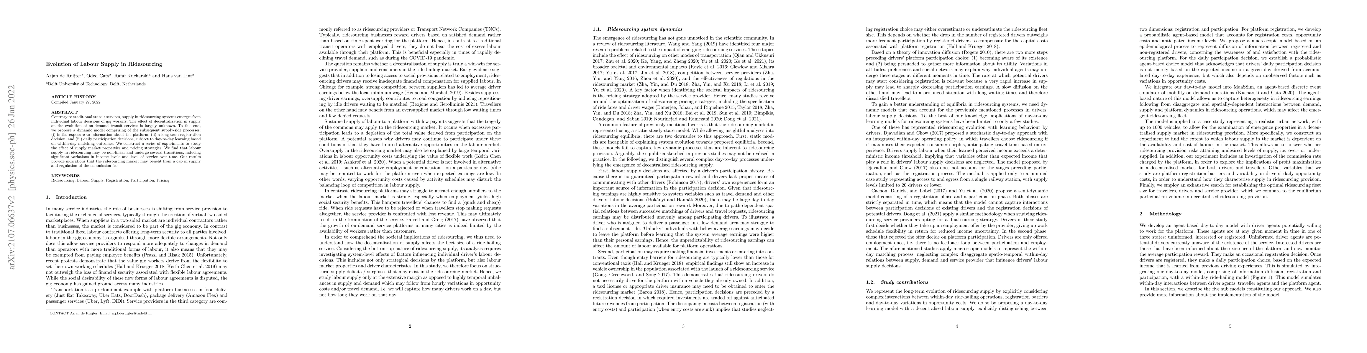 Thumbnail for Evolution of Labour Supply in Ridesourcing