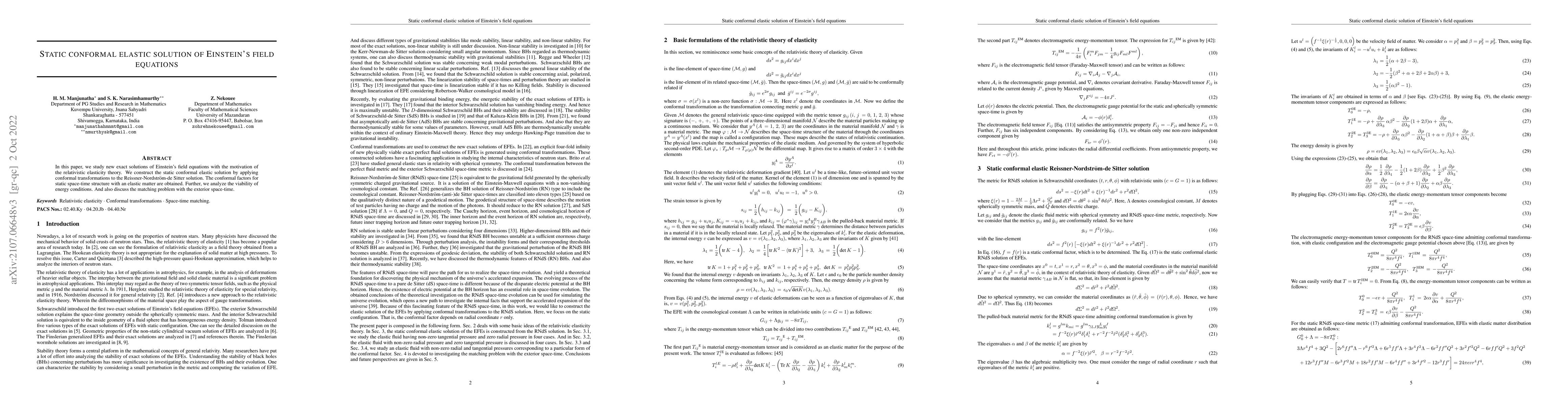 Thumbnail for Static conformal elastic solution of Einstein's field equations