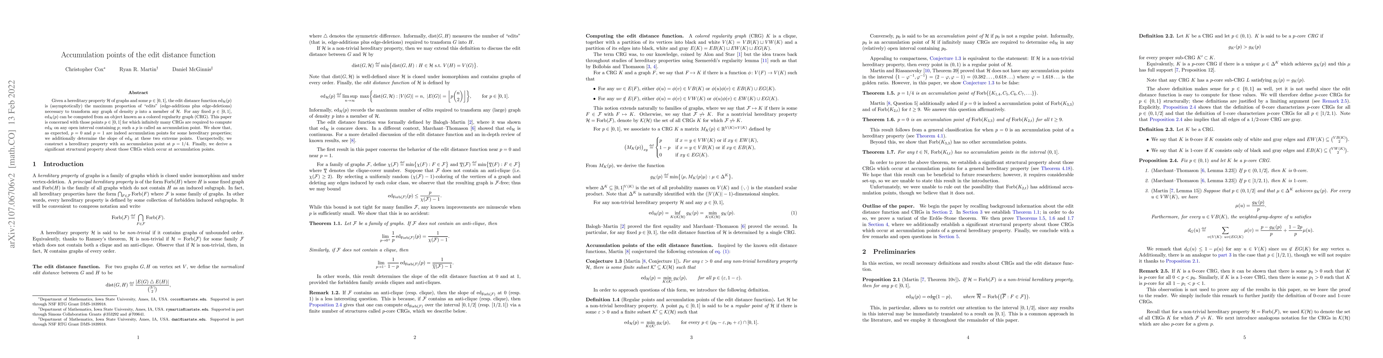 Thumbnail for Accumulation points of the edit distance function