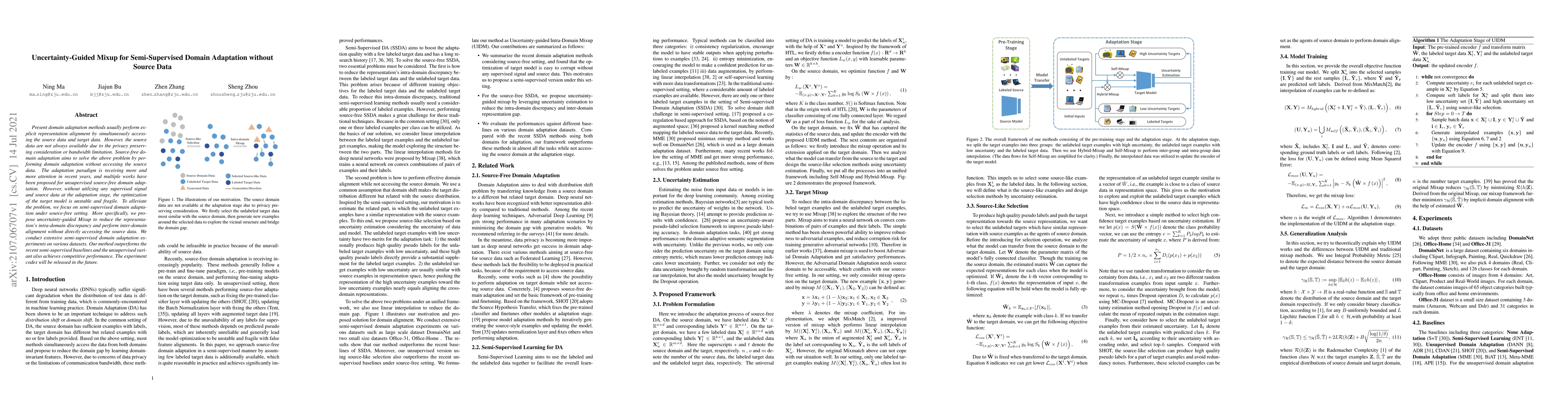 Thumbnail for Uncertainty-Guided Mixup for Semi-Supervised Domain Adaptation without
  Source Data
