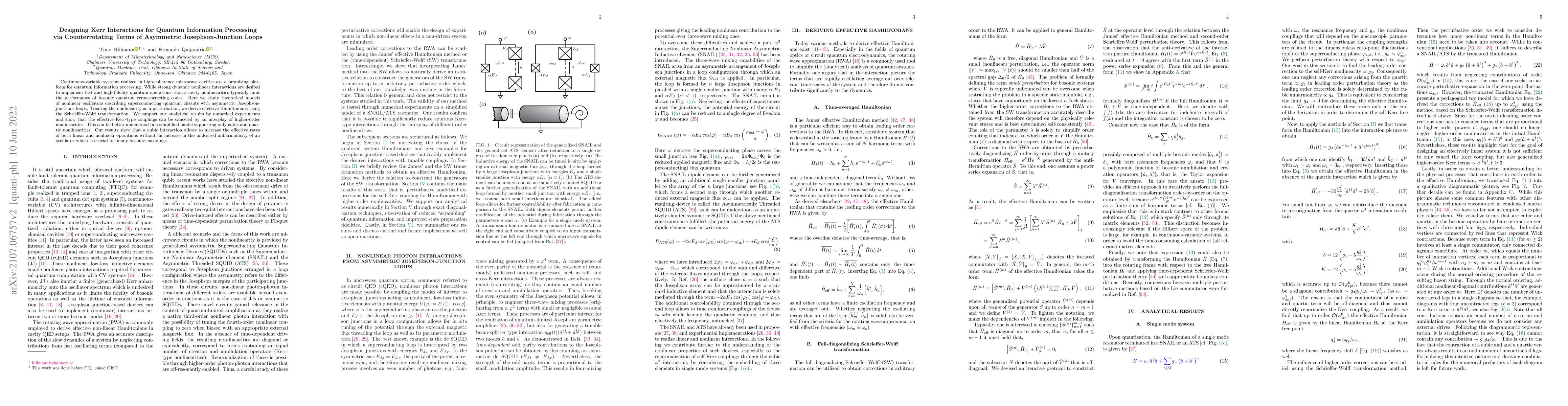 Thumbnail for Designing Kerr Interactions for Quantum Information Processing via
  Counterrotating Terms of Asymmetric Josephson-Junction Loops