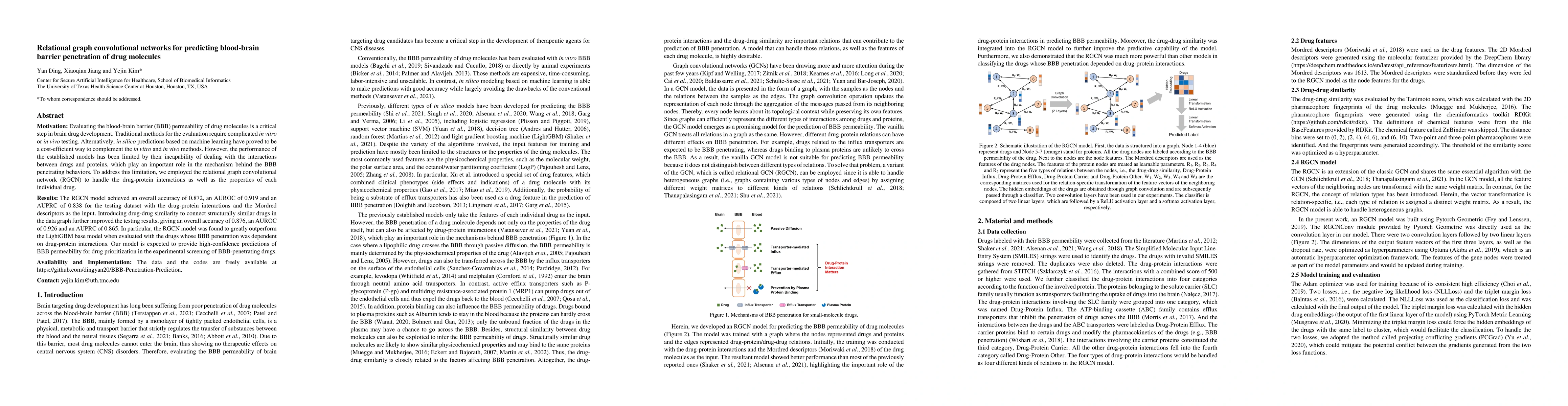 Thumbnail for Relational graph convolutional networks for predicting blood-brain
  barrier penetration of drug molecules