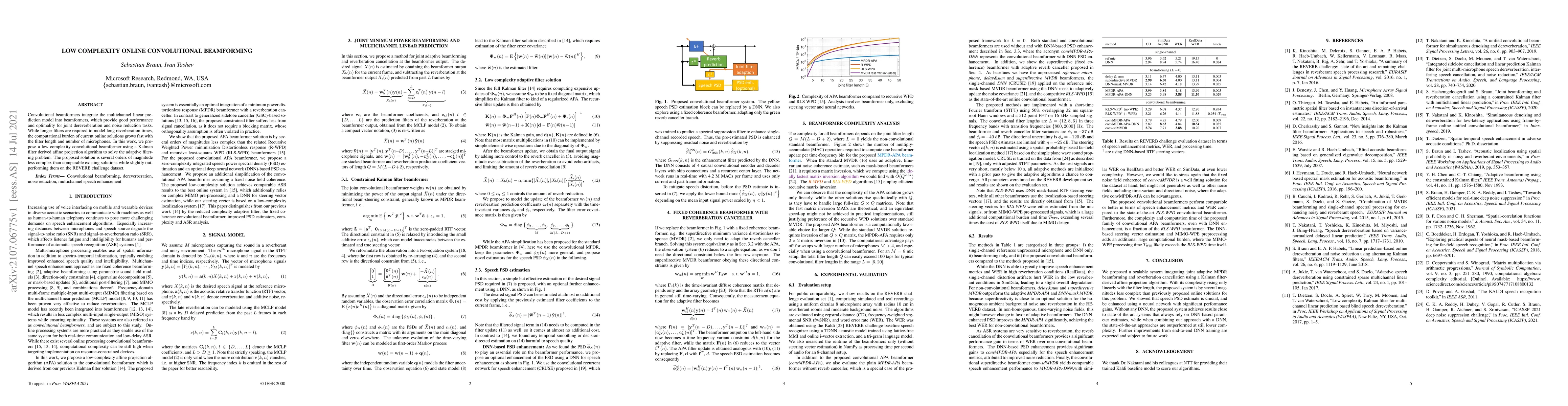 Thumbnail for Low complexity online convolutional beamforming
