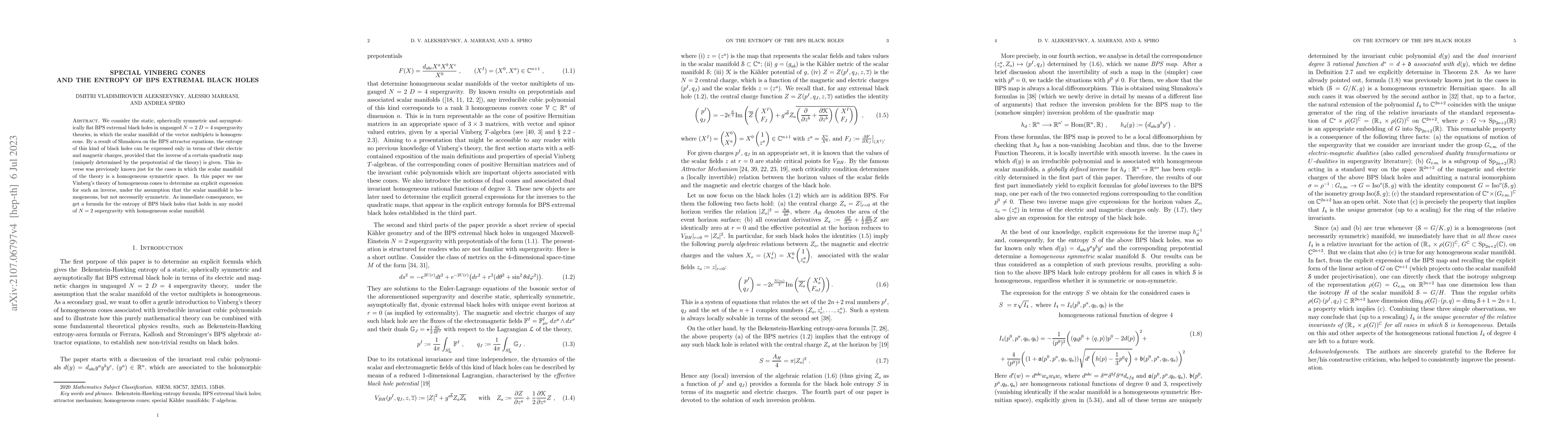 Thumbnail for Special Vinberg Cones and the Entropy of BPS Extremal Black Holes