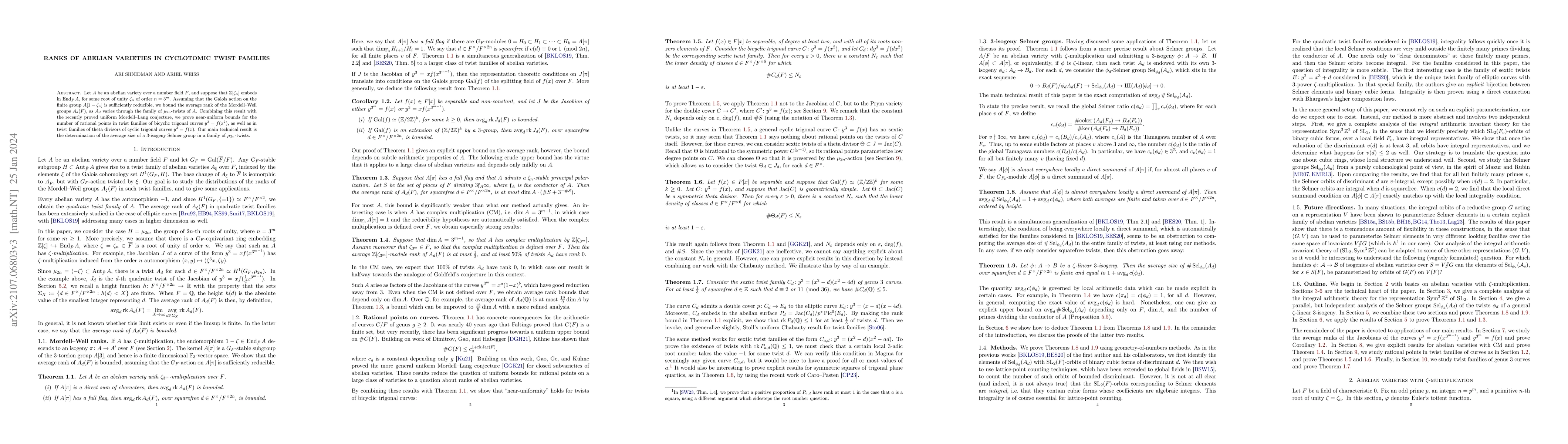 Thumbnail for Ranks of abelian varieties in cyclotomic twist families