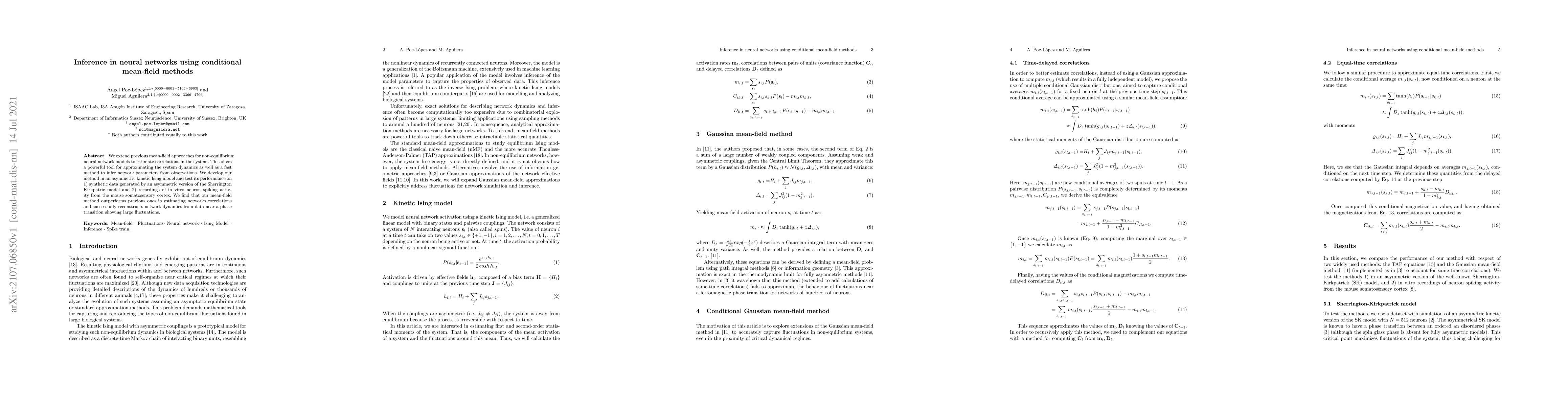 Thumbnail for Inference in neural networks using conditional mean-field methods