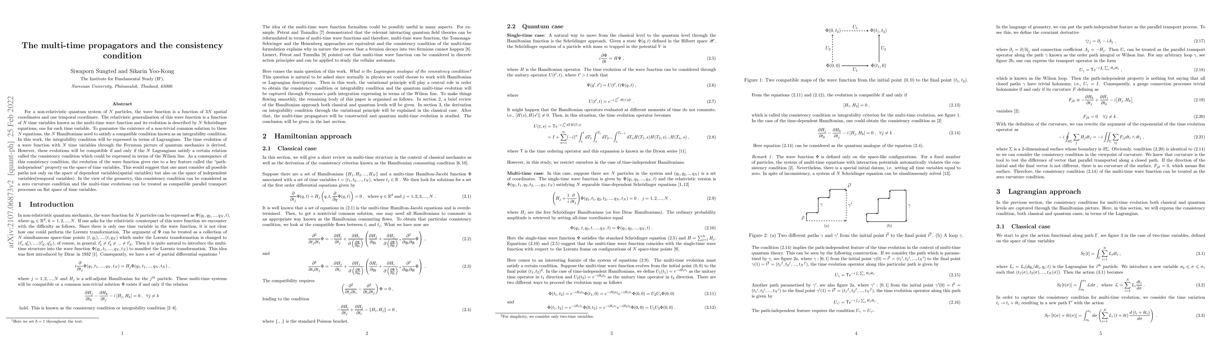 Thumbnail for The multi-time propagators and the consistency condition