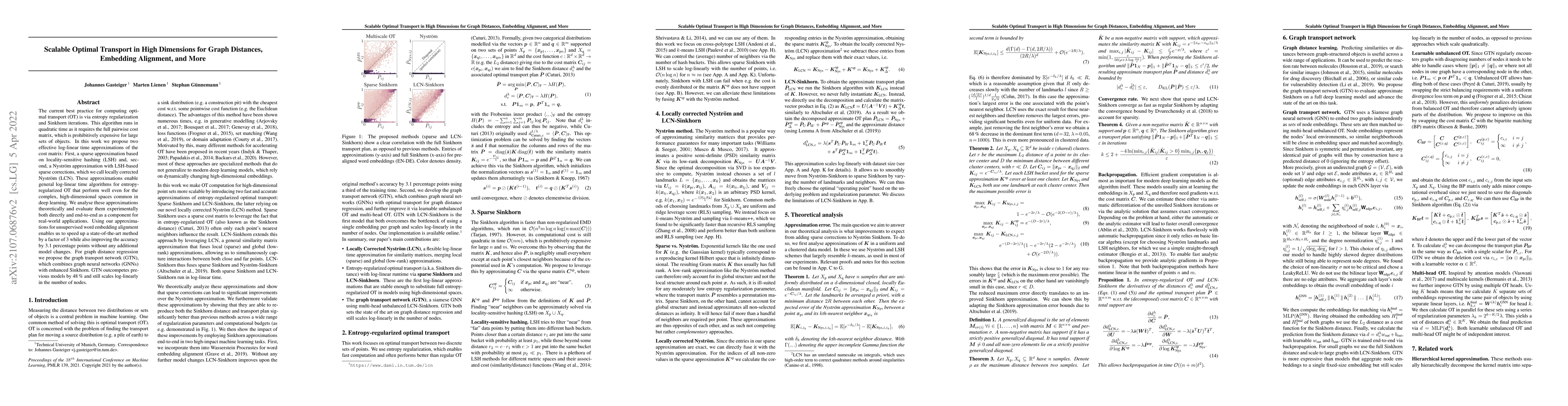 Thumbnail for Scalable Optimal Transport in High Dimensions for Graph Distances,
  Embedding Alignment, and More