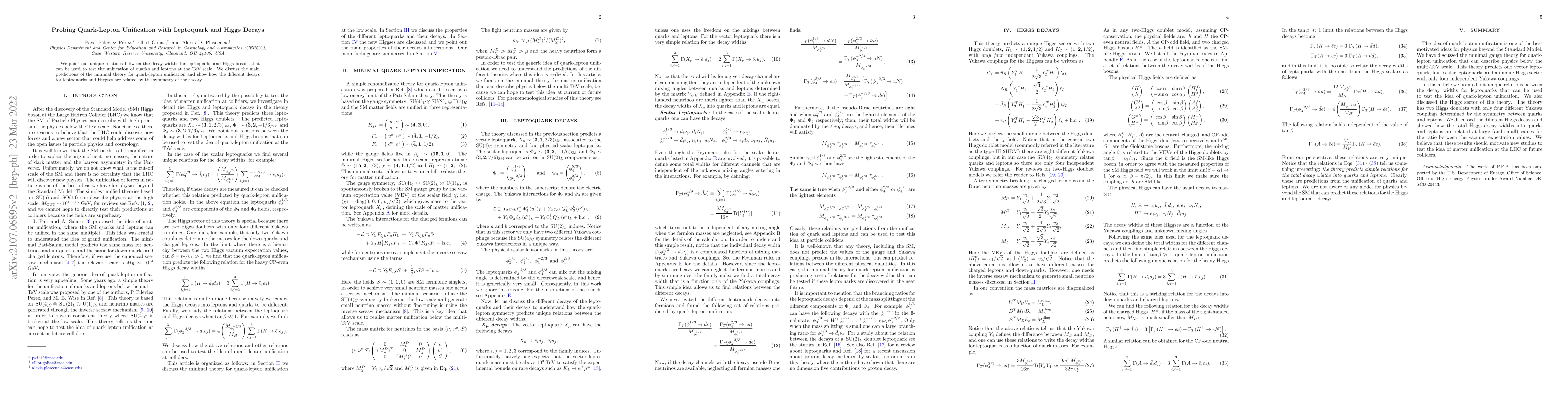 Thumbnail for Probing Quark-Lepton Unification with Leptoquark and Higgs Decays