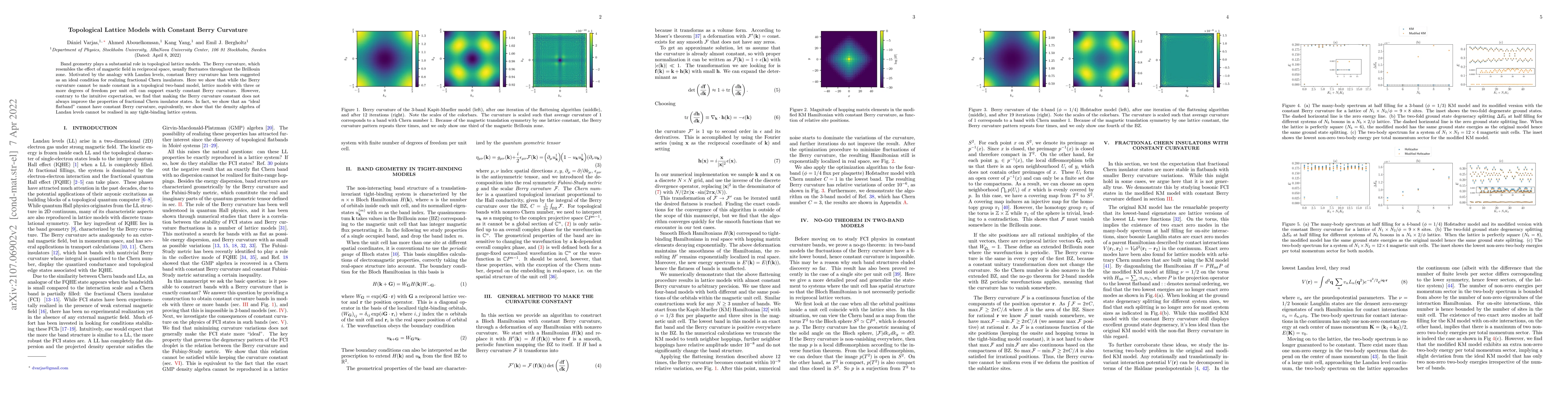 Thumbnail for Topological Lattice Models with Constant Berry Curvature