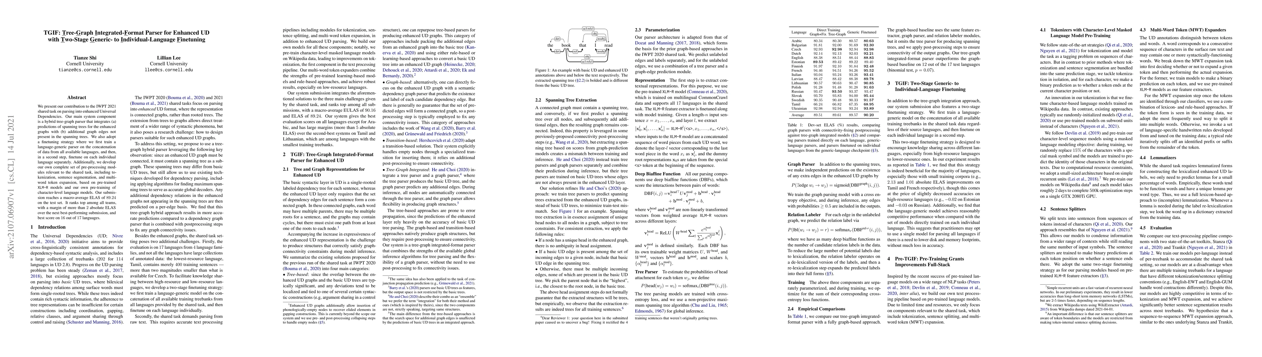 Thumbnail for TGIF: Tree-Graph Integrated-Format Parser for Enhanced UD with Two-Stage
  Generic- to Individual-Language Finetuning