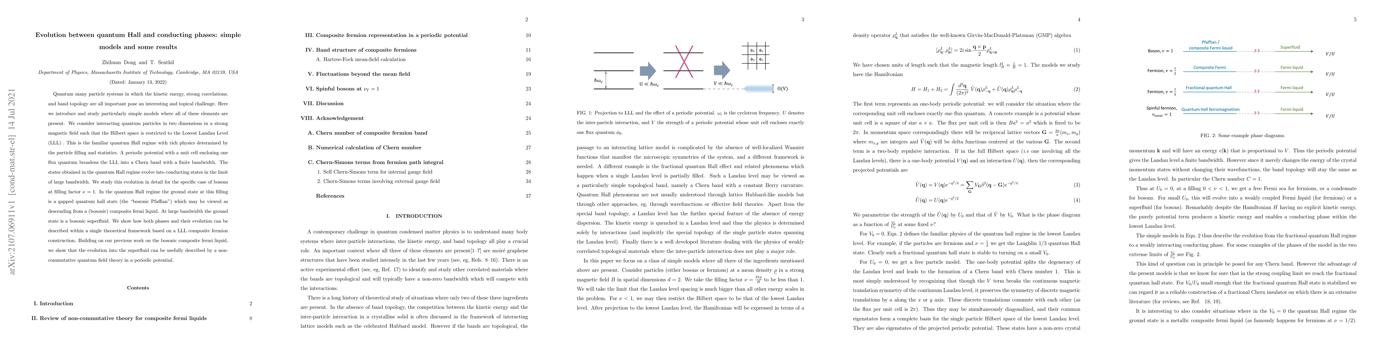 Thumbnail for Evolution between quantum Hall and conducting phases: simple models and
  some results