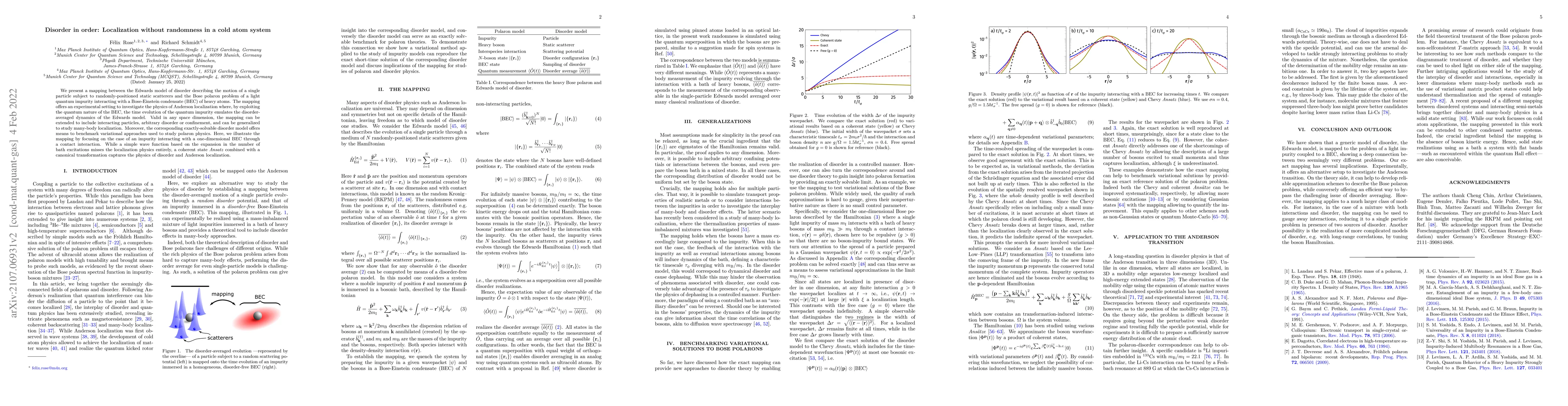 Thumbnail for Disorder in order: Localization without randomness in a cold atom system