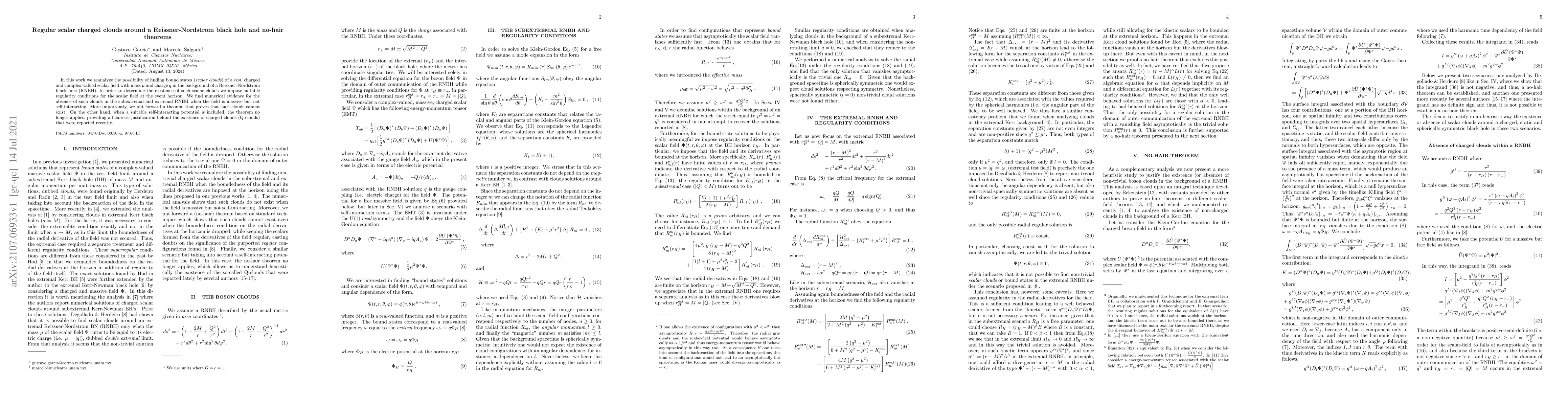 Thumbnail for Regular scalar charged clouds around a Reissner-Nordstrom black hole and
  no-hair theorems