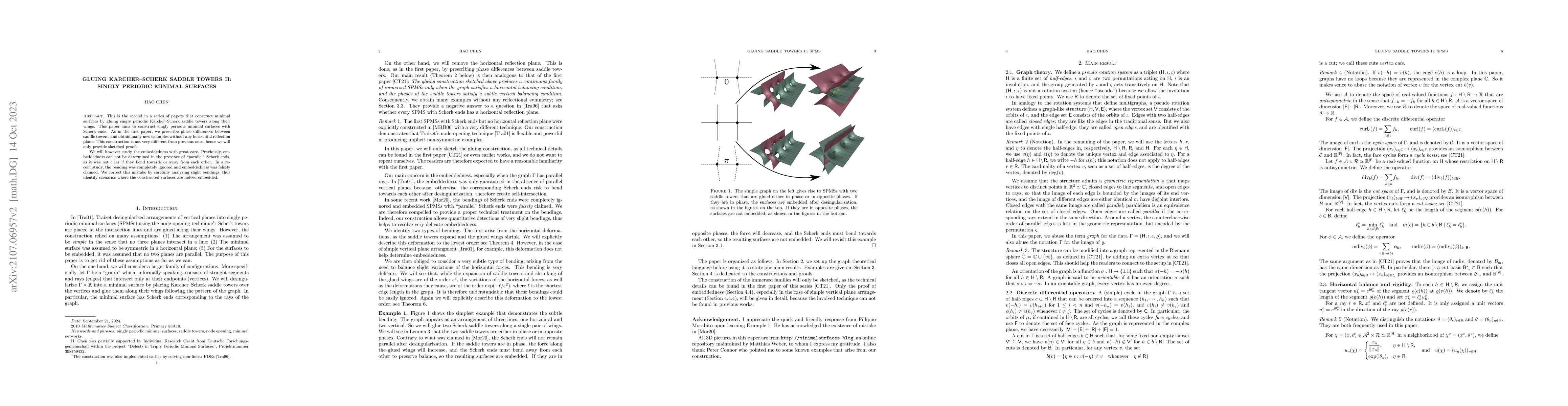 Thumbnail for Gluing Karcher-Scherk saddle towers II: Singly periodic minimal surfaces
