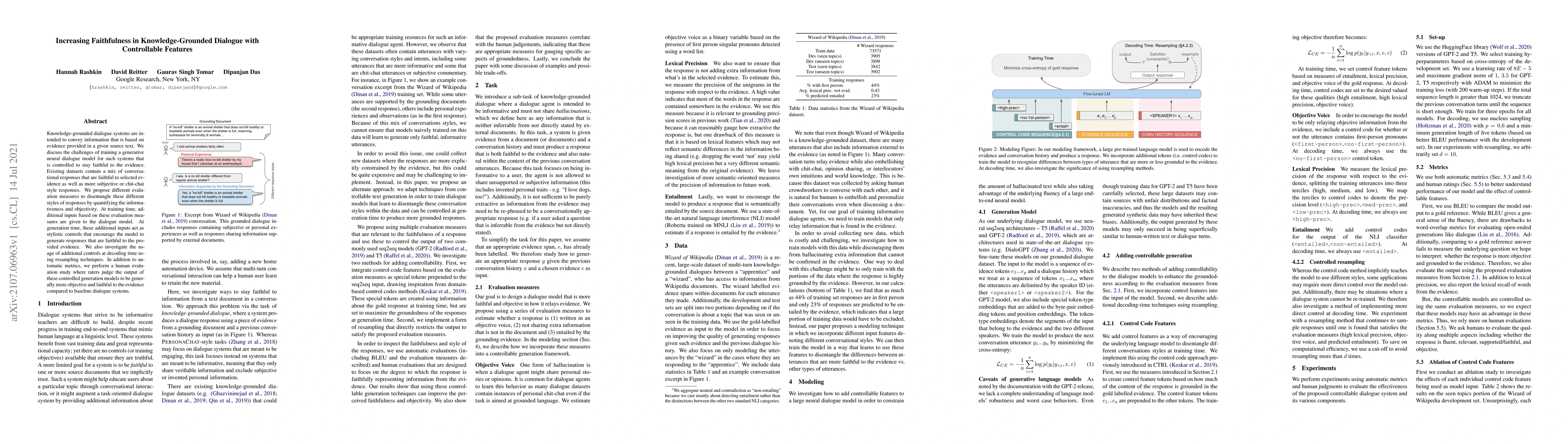 Thumbnail for Increasing Faithfulness in Knowledge-Grounded Dialogue with Controllable
  Features