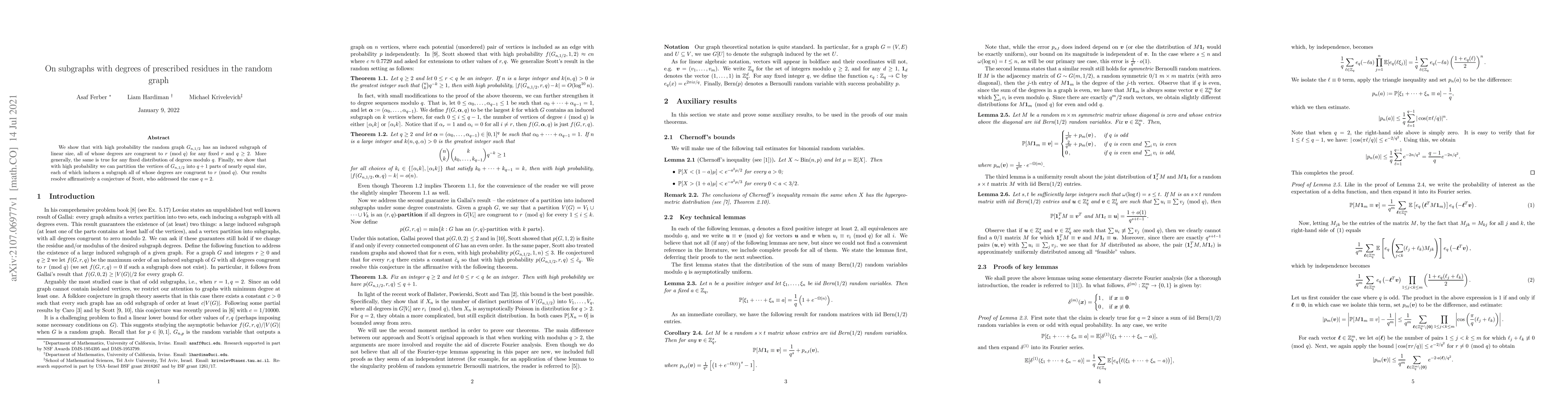 Thumbnail for On subgraphs with degrees of prescribed residues in the random graph