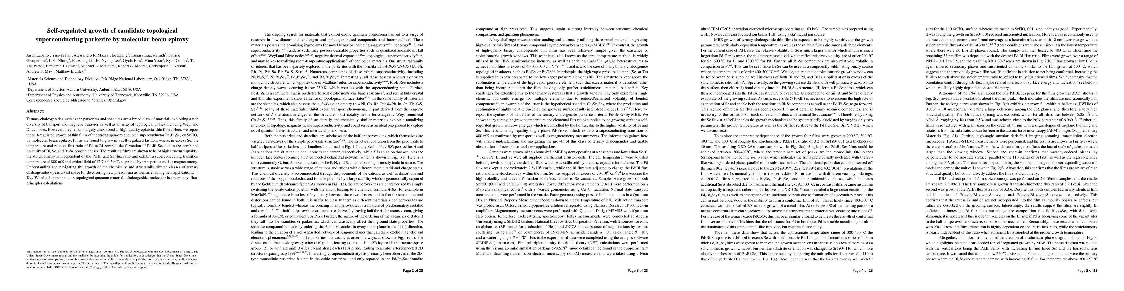 Thumbnail for Self-regulated growth of candidate topological superconducting parkerite
  by molecular beam epitaxy