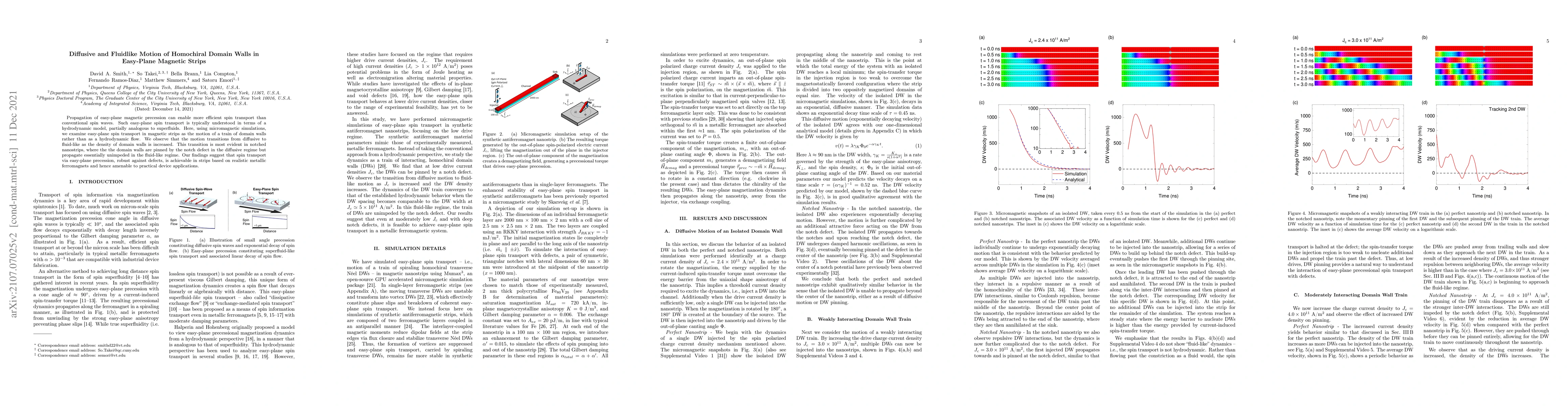 Thumbnail for Diffusive and Fluid-like Motion of Homochiral Domain Walls in Easy-Plane
  Magnetic Strips